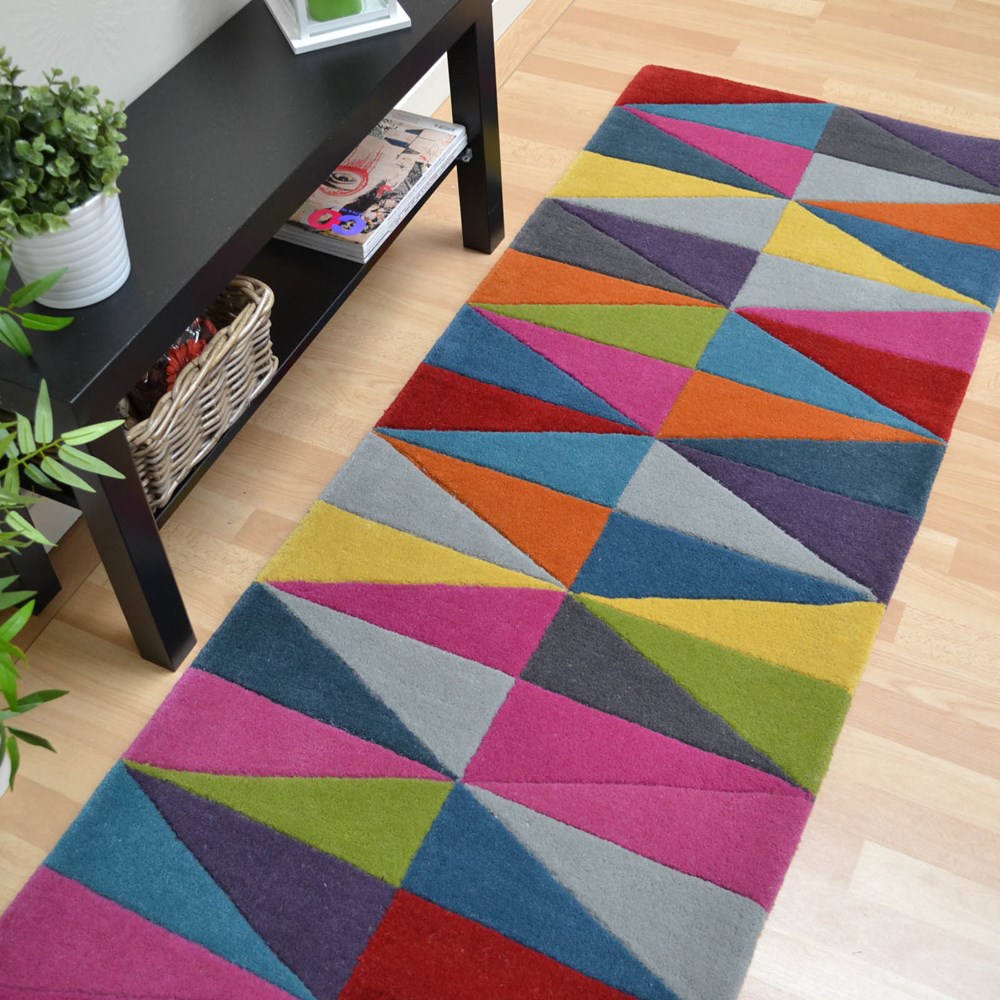 Funk Triangles Multi Coloured Hallway Runners